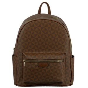 Geometric Pattern Brown Backpack